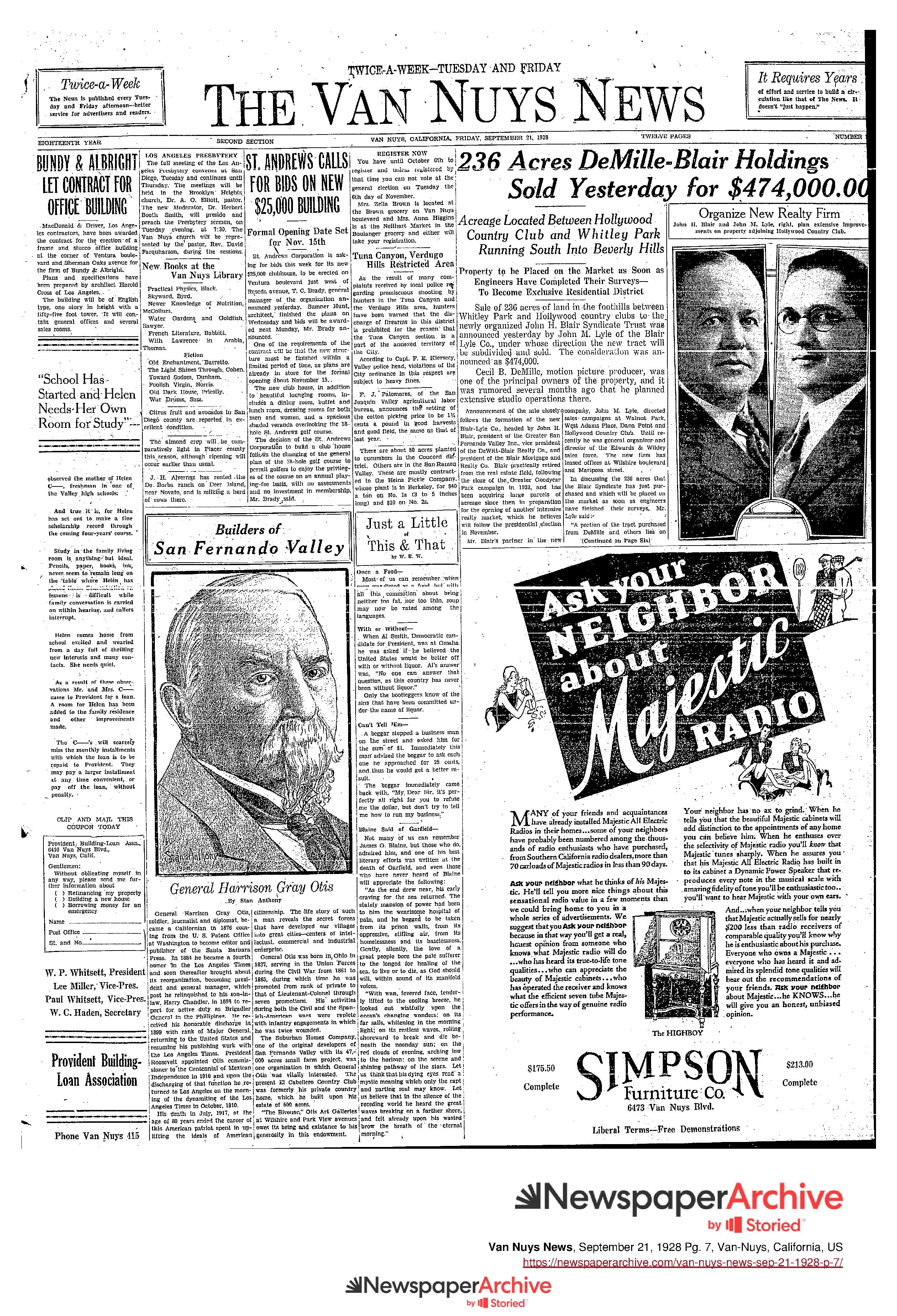 Cecile DeMille & John Blair Studio City 1928