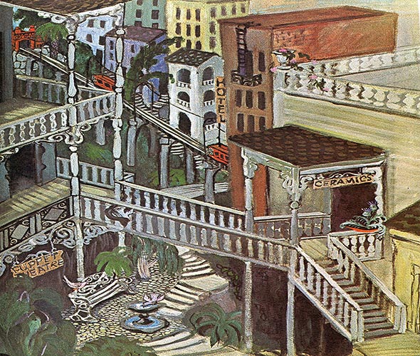 From Leo Politi published watercolors he painted during Bunker Hill’s final days. Karl Gerber, Private Collection